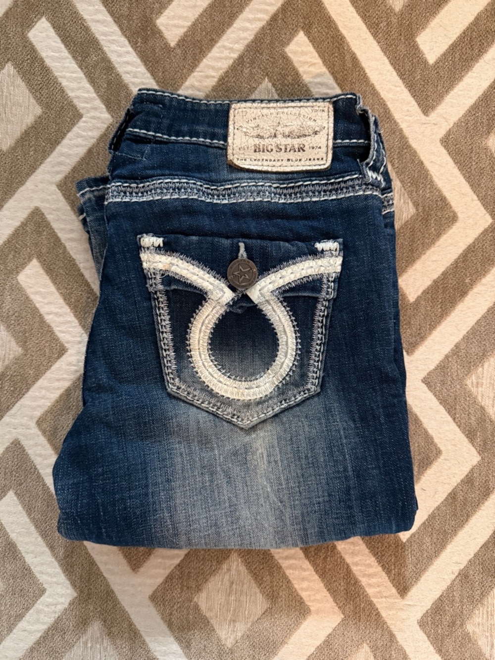 Big Star Women's Indigo Embroidered Pocket Boot Cut Jeans